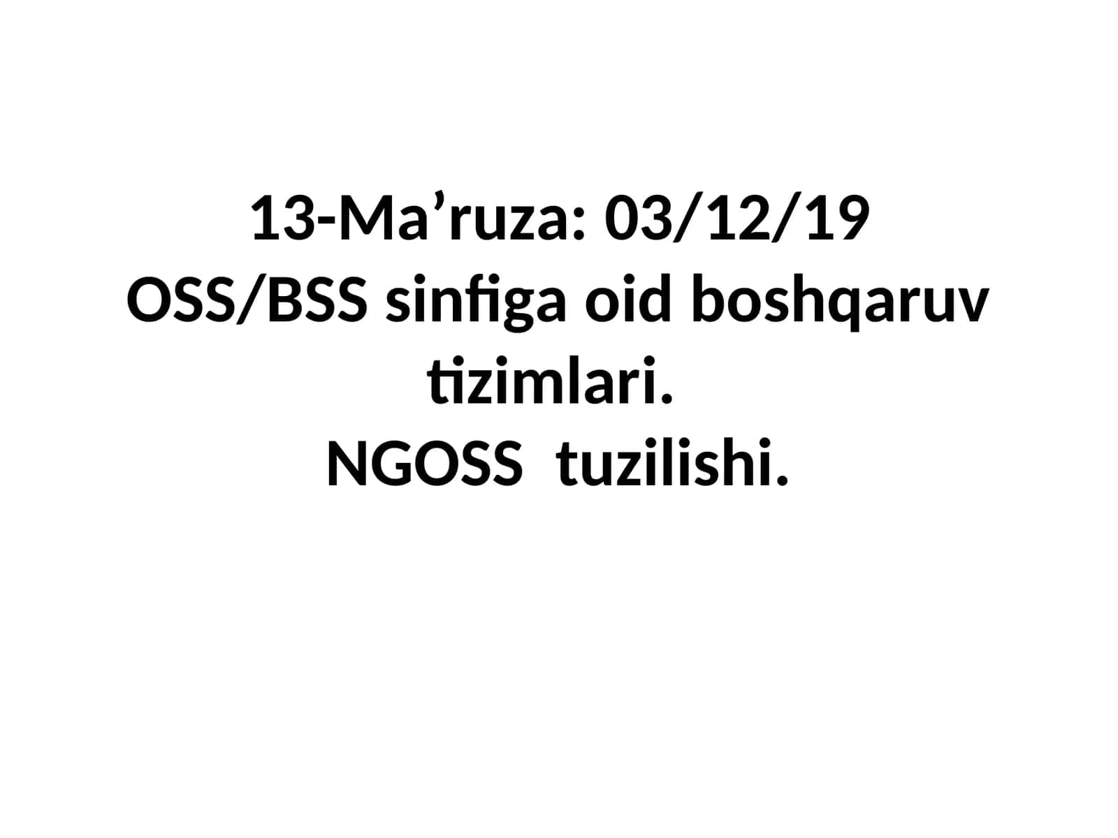 OSS/BSS sinfi boshqaruv tizimlari