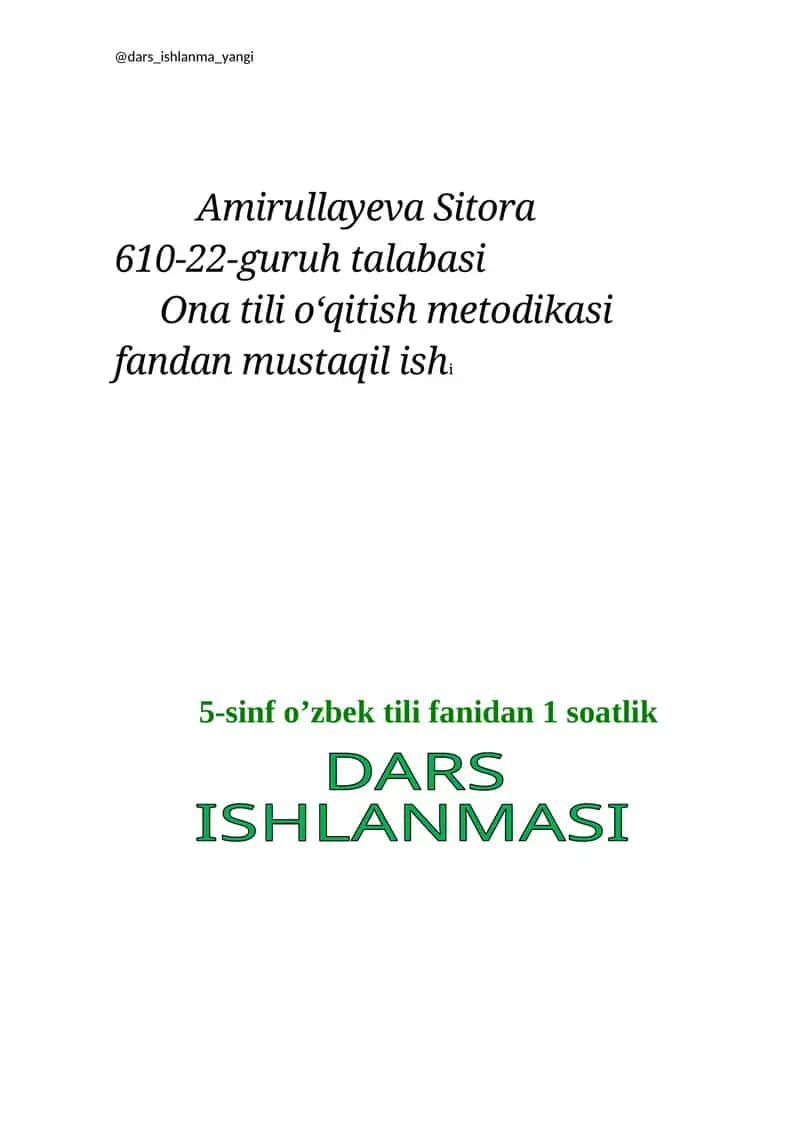Ona tili o‘qitish metodikasi