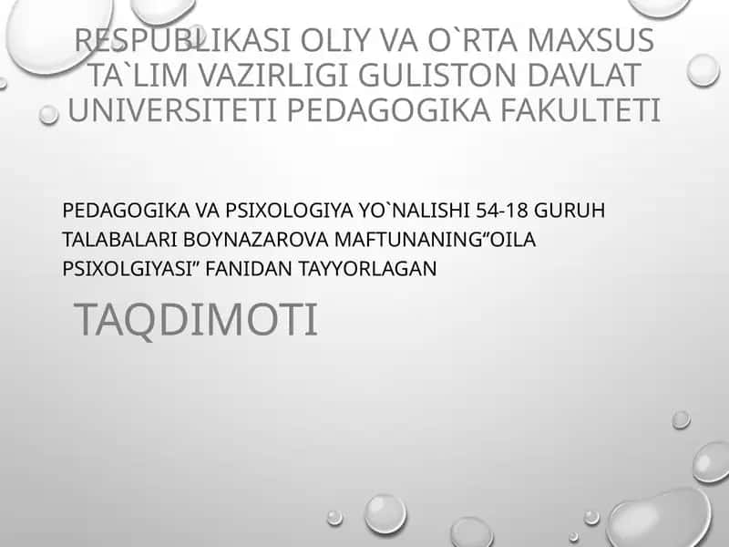 Oila bilan olib boriladigan ijtimoiy-pedagogik faoliyat