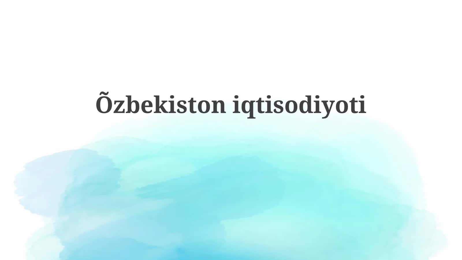O'zbekiston iqtisodiyotining umumiy ko'rinishi