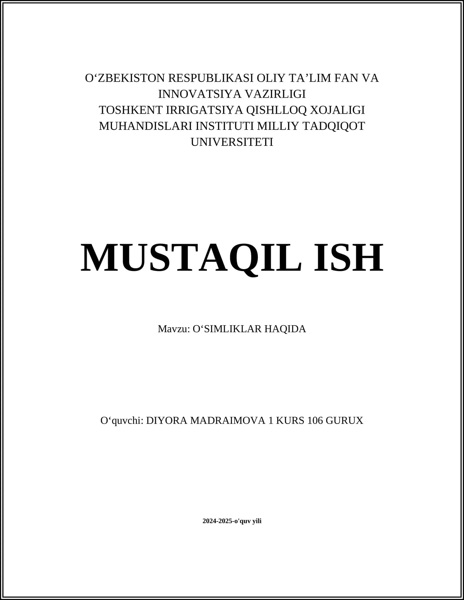 O'simliklar haqida