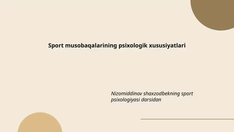 Sport musobaqalarining psixologik xususiyatlari