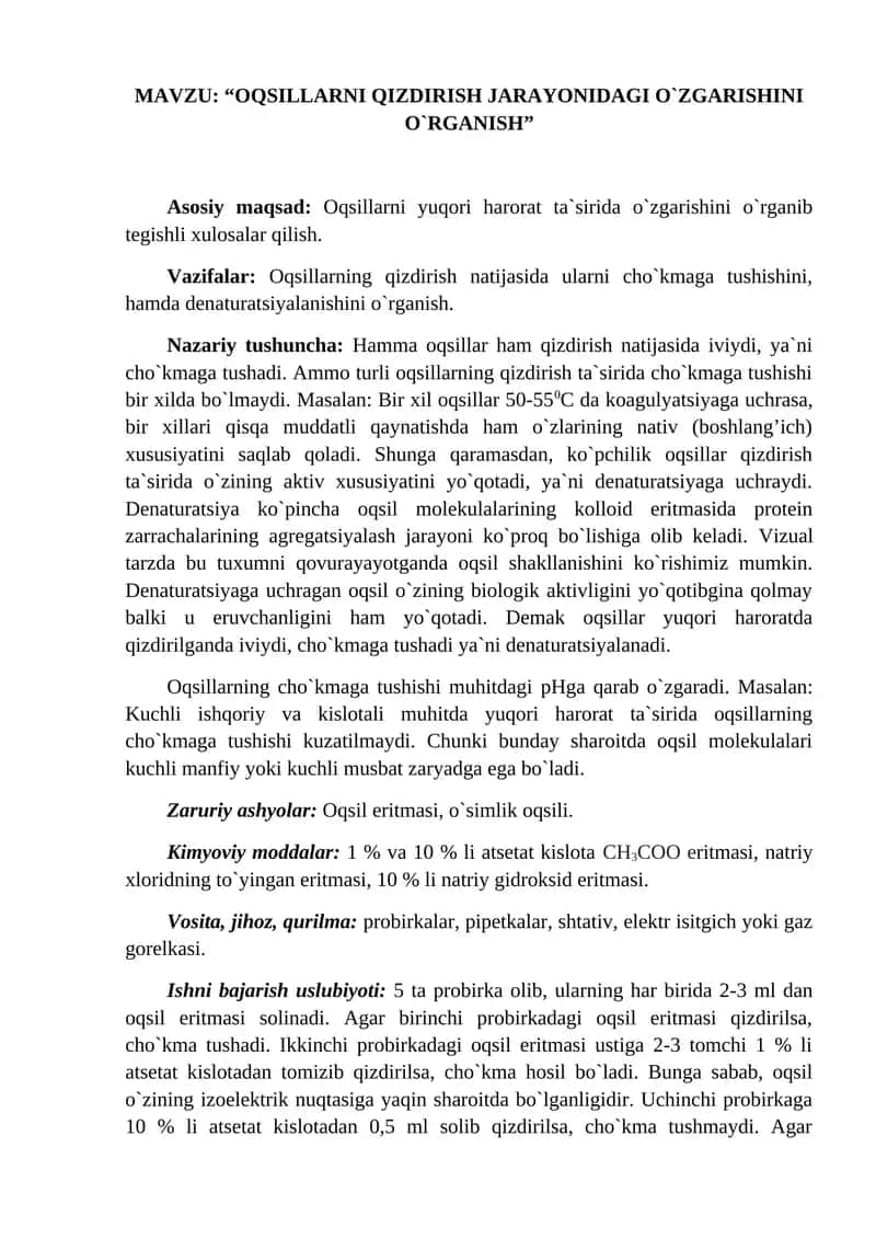 Oqsillarni Qizdirish