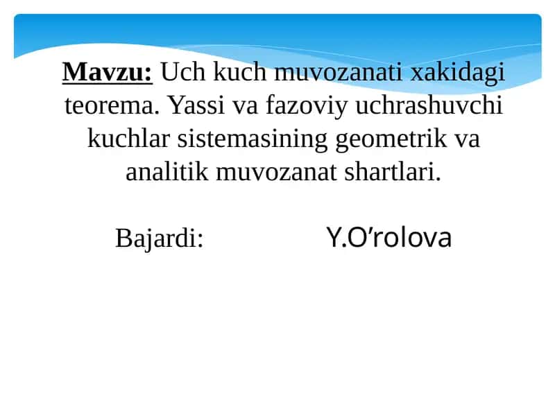 Uchkuchmuvozanatixakidagiteorema