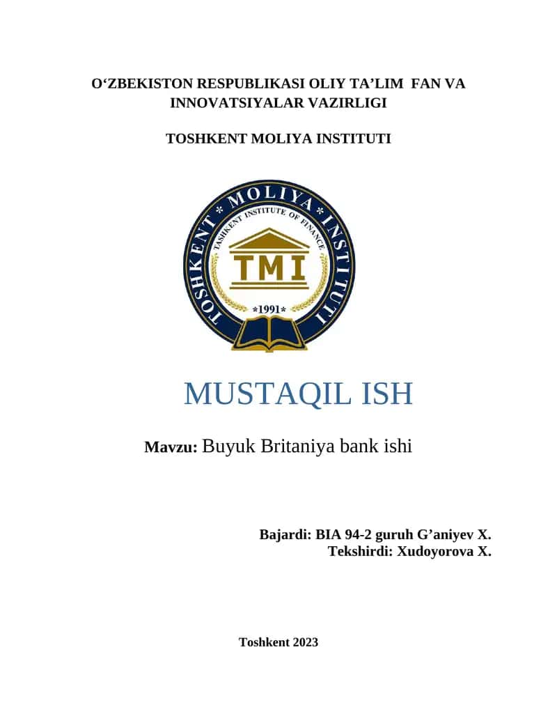 Buyuk Britaniya bank ishi