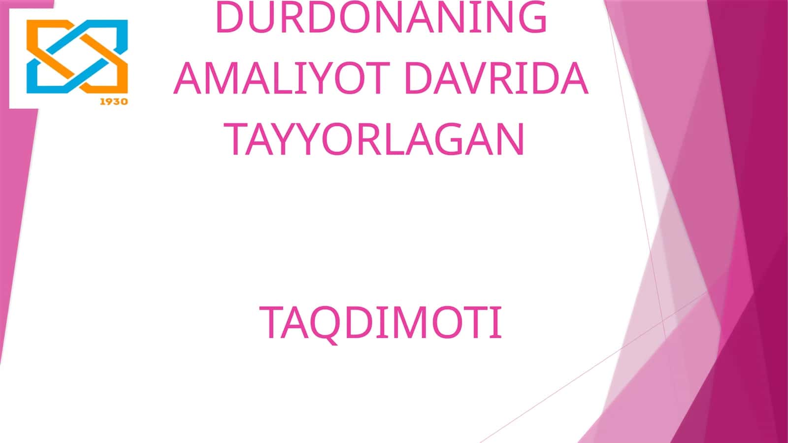 BUXORO DAVLATTABIIY FANLAR VA AGROBIOTEXNOLOGIYA FAKULTETI2.2 EKO-21BAXSHULLAYEVA DURDONANINGAMALIYOT DAVRIDA TAYYORLAGANTAQDIMOTI