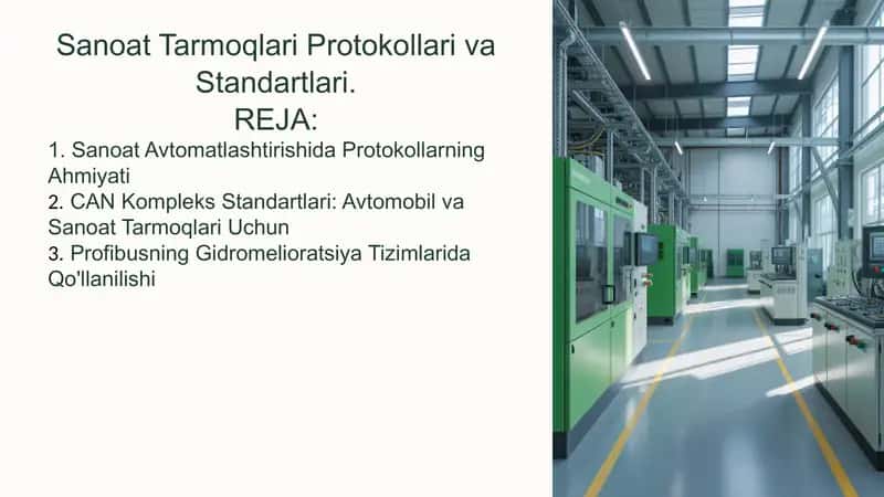 Sanoat Tarmoqlari ProtokollarivaStandartlari