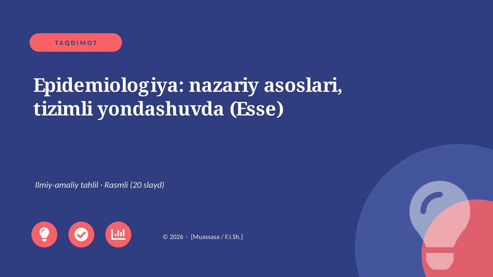 Epidemiologiya: nazariy asoslari, tizimli yondashuvda (Esse)