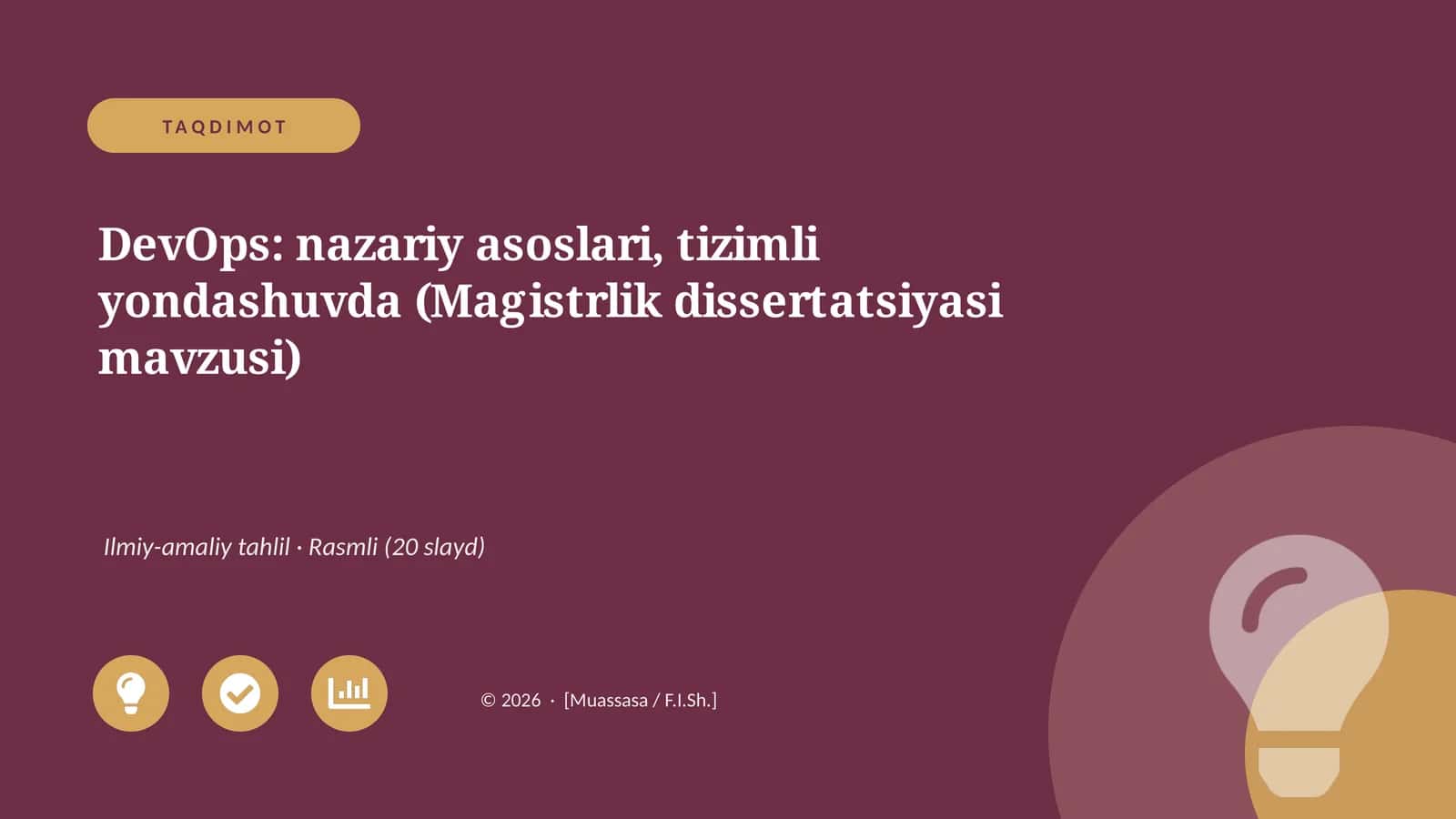 DevOps: nazariy asoslari, tizimli yondashuvda (Magistrlik dissertatsiyasi mavzusi)