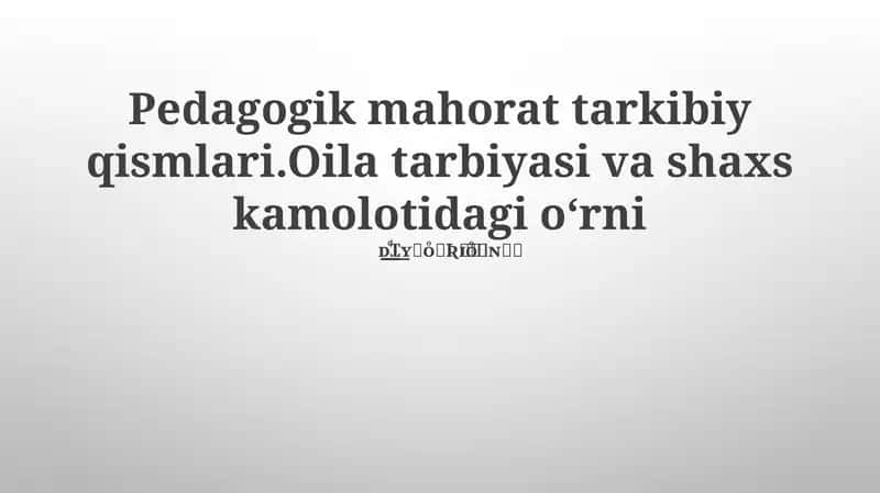 Oila pedagogikasi