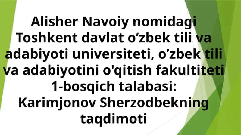 Karimjonov Sherzodbekning taqdimoti