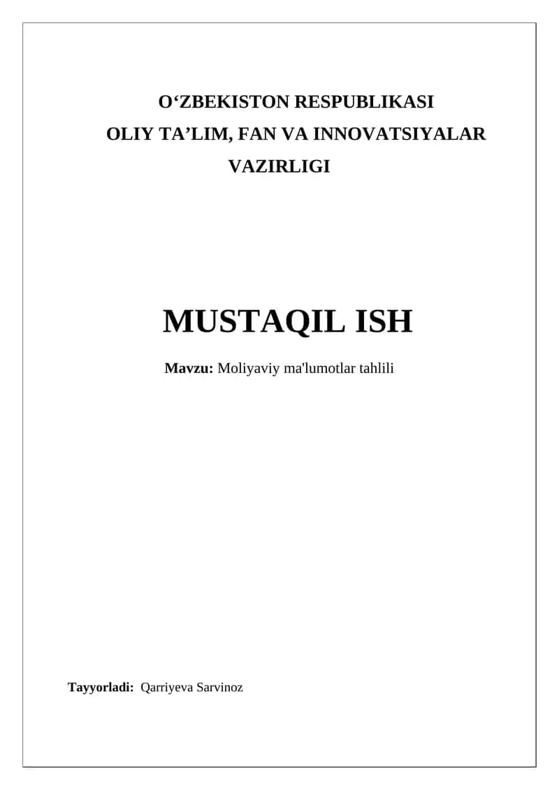 Moliyaviy ma'lumotlar tahlili
