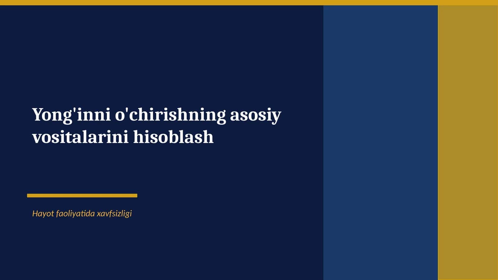Yong'inni o'chirishning asosiy vositalarini hisoblash