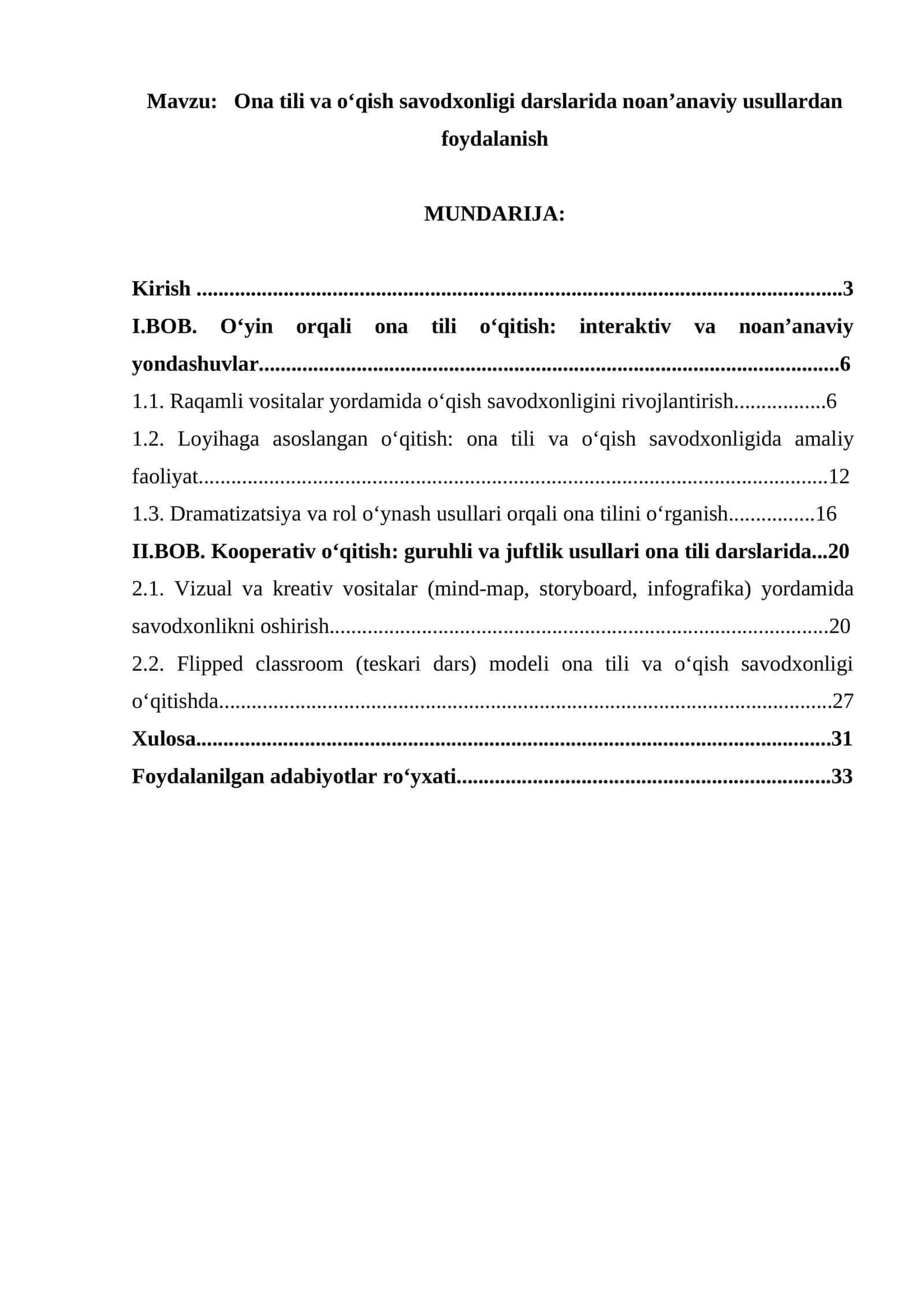 Ona tili va o‘qish savodxonligi darslarida noan’anaviy usullardan foydalanish