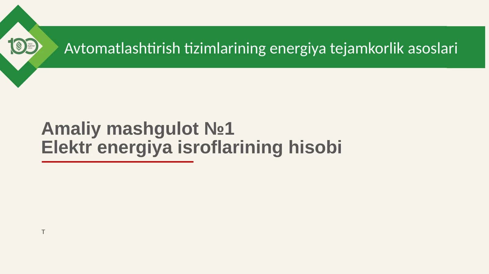Avtomatlashtirish tizimlarining energiyatejamkorlik asoslari