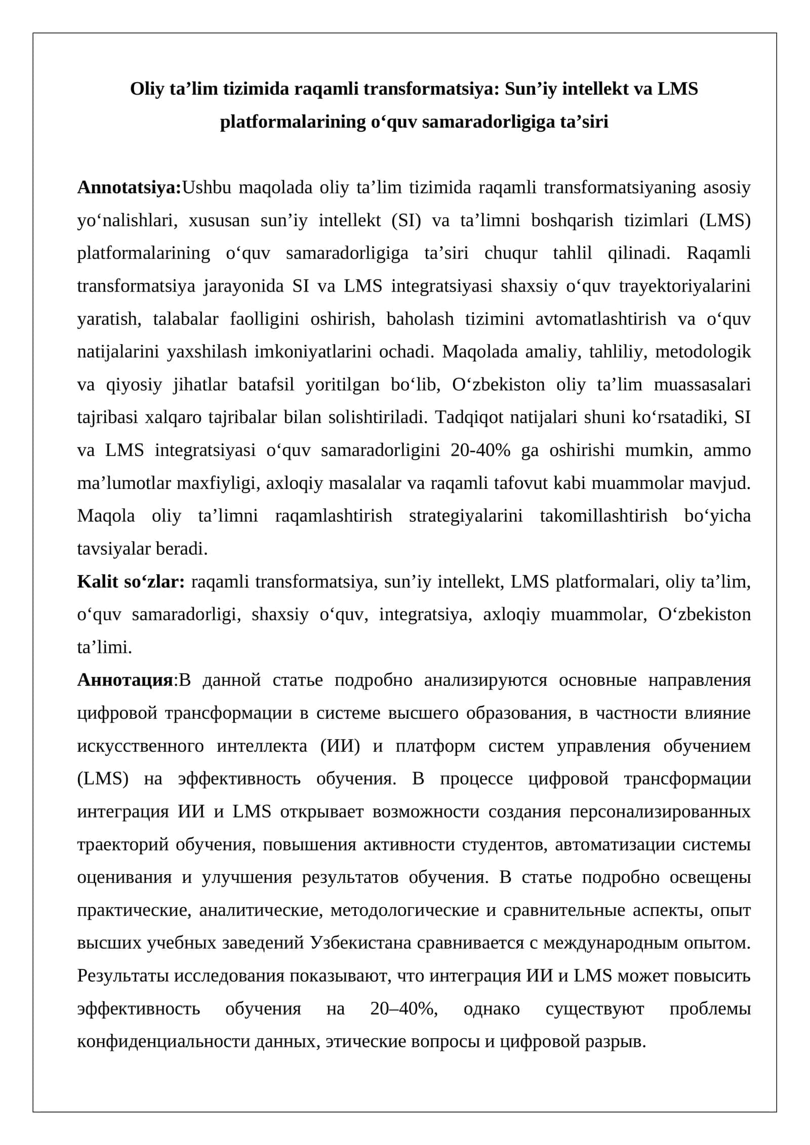 Raqamli transformatsiya