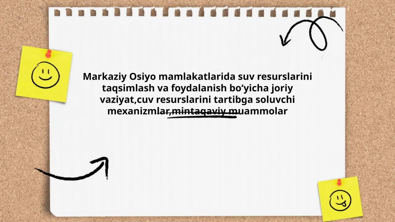 Markaziy Osiyo mamlakatlarida suv resurslarini taqsimlash va foydalanish