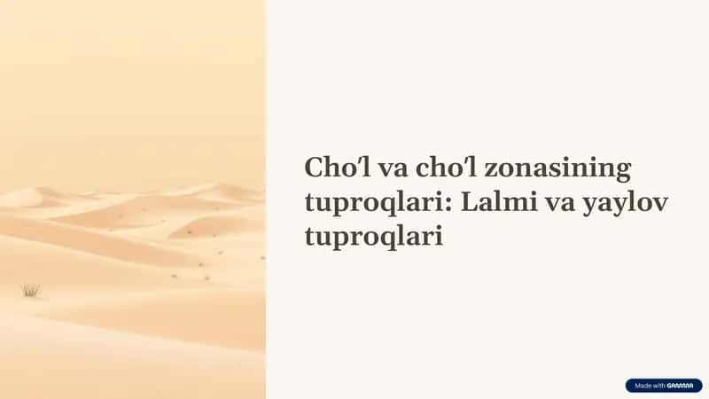 Cho'l va cho'l zonasining tuproqlari: Lalmi va yaylov tuproqlari