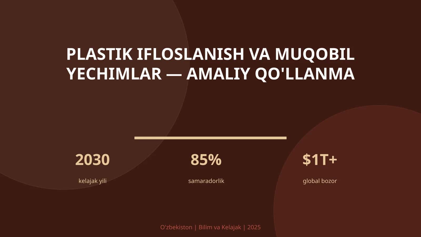 PLASTIK IFLOSLANISH VA MUQOBIL YECHIMLAR — AMALIY QO'LLANMA