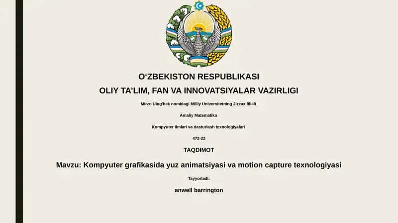 Kompyuter grafikasida yuz animatsiyasi va motion capture texnologiyasi