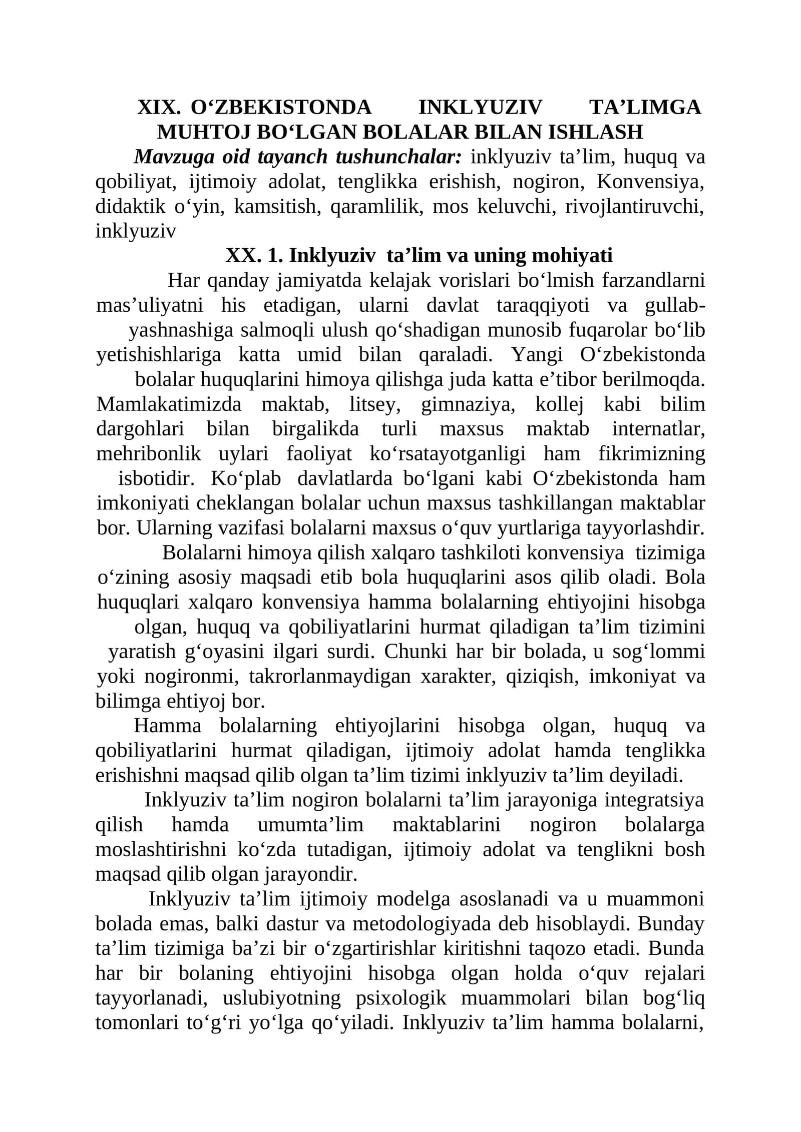 O‘zbekistonda Inklyuziv Ta’Limga Muhtoj Bo‘lgan Bolalar Bilan Ishlash
