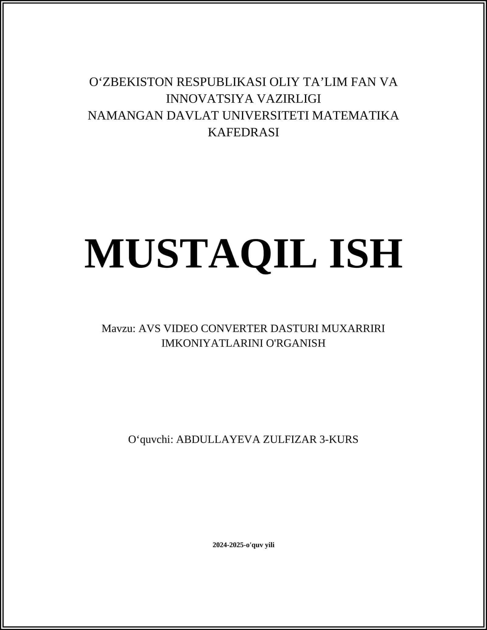 AVS VIDEO CONVERTER DASTURI MUXARRIRI IMKONIYATLARINI O'RGANISH