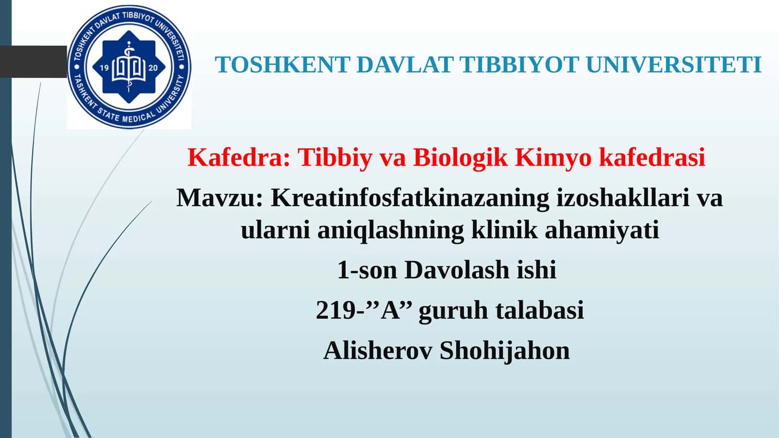 Kreatinfosfatkinazaning izoshakllari va ularni aniqlashning klinik ahamiyati