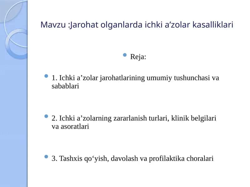 Jarohat olganlarda ichki aʼzolar kasalliklari