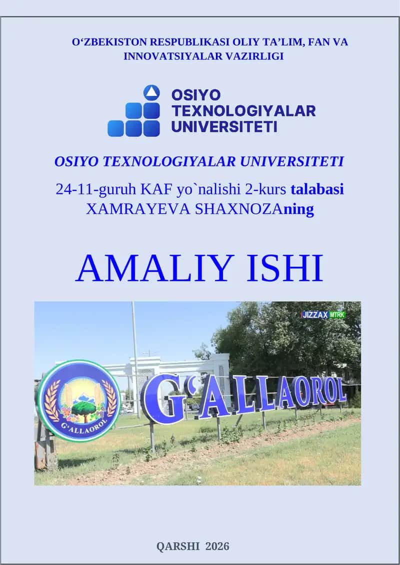 AMALIY ISHI - TALABASI-24-11-GURUH KAF YO`NALISHI 2-KURS