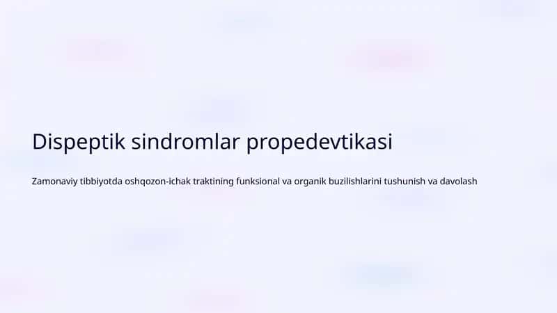 Dispeptik sindromlar propedevtikasi