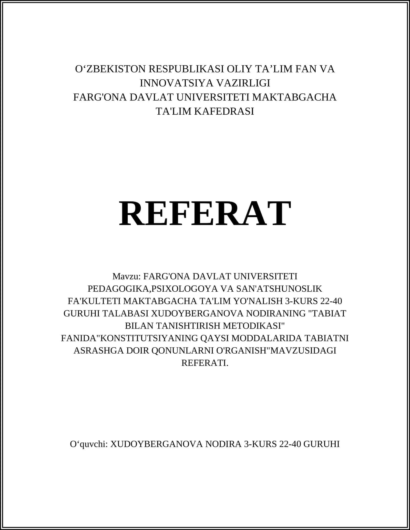Tabiatni asrashning ahamiyati