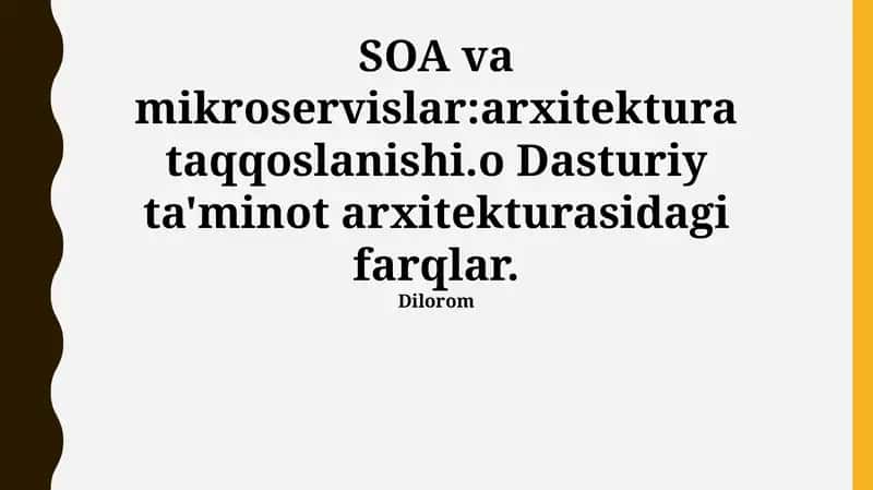 Dasturiy Ta'minot Arxitekturasidagi Farqlar