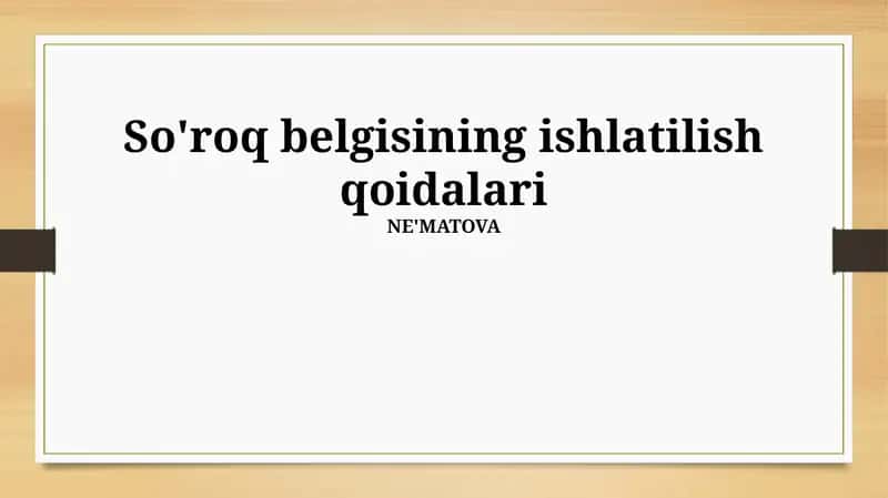 So'roq belgisining ishlatilish qoidalari