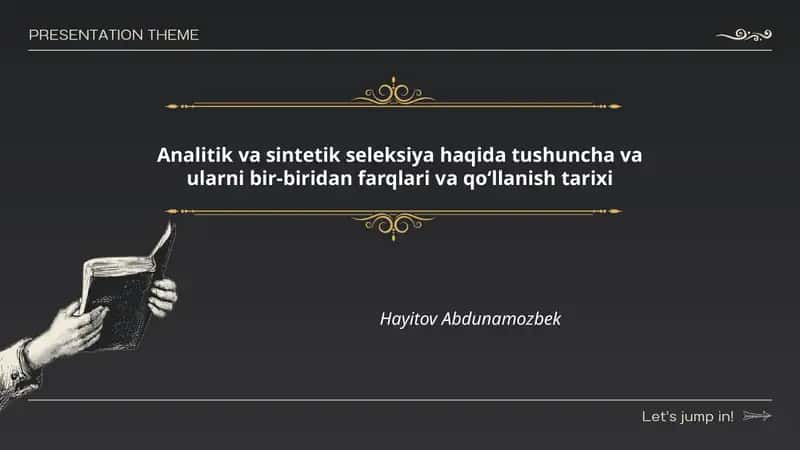 Analitik va Sintetik Seleksiya