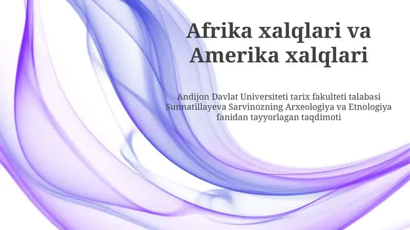 Afrika xalqlari va Amerika xalqlari