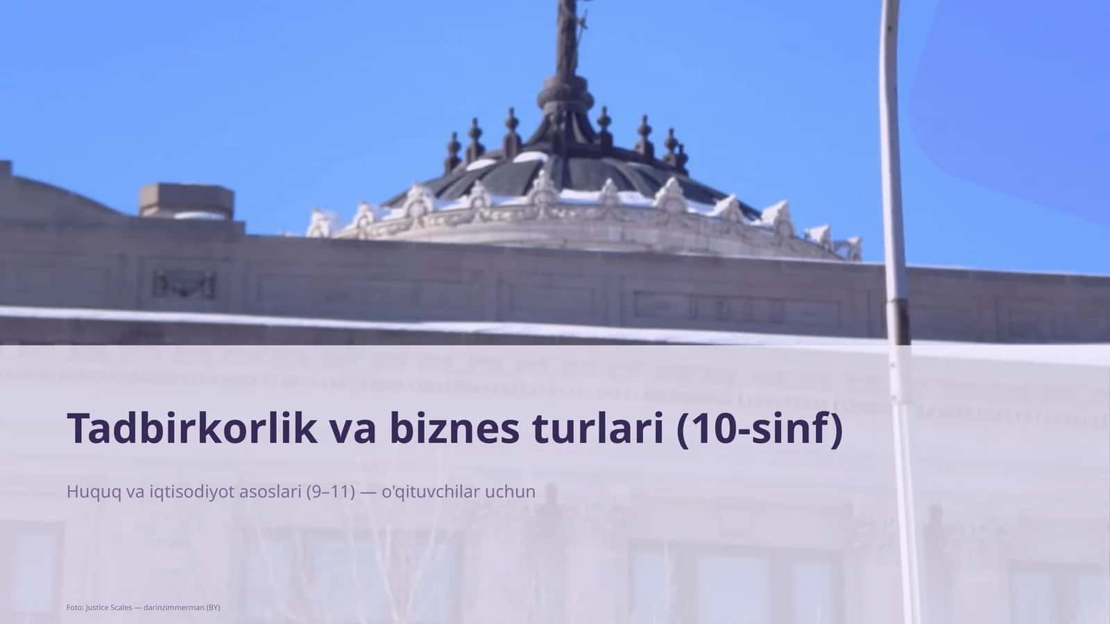 Tadbirkorlik va biznes turlari (10-sinf)