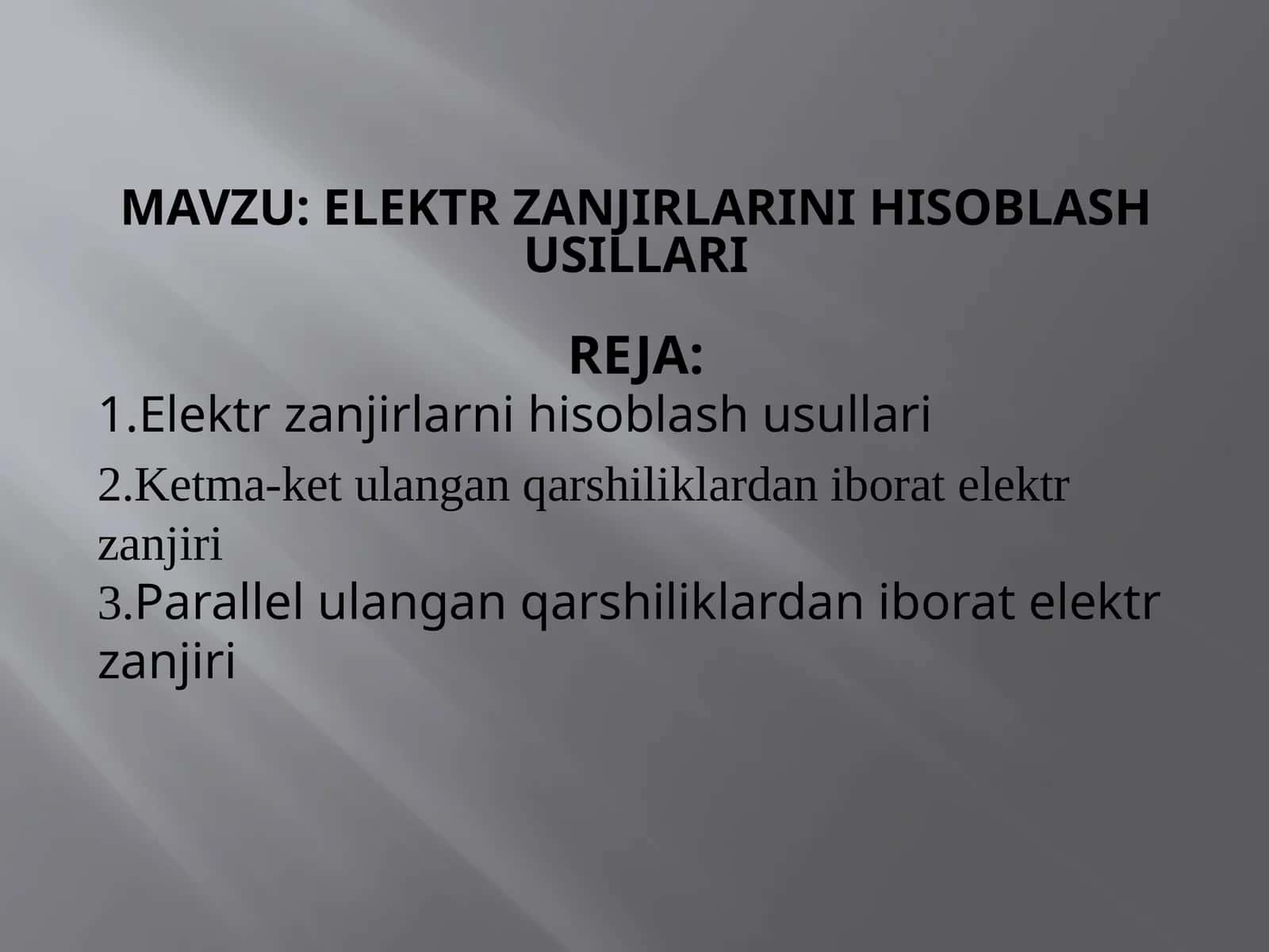 elektr zanjirlarinihisoblashusillarireja