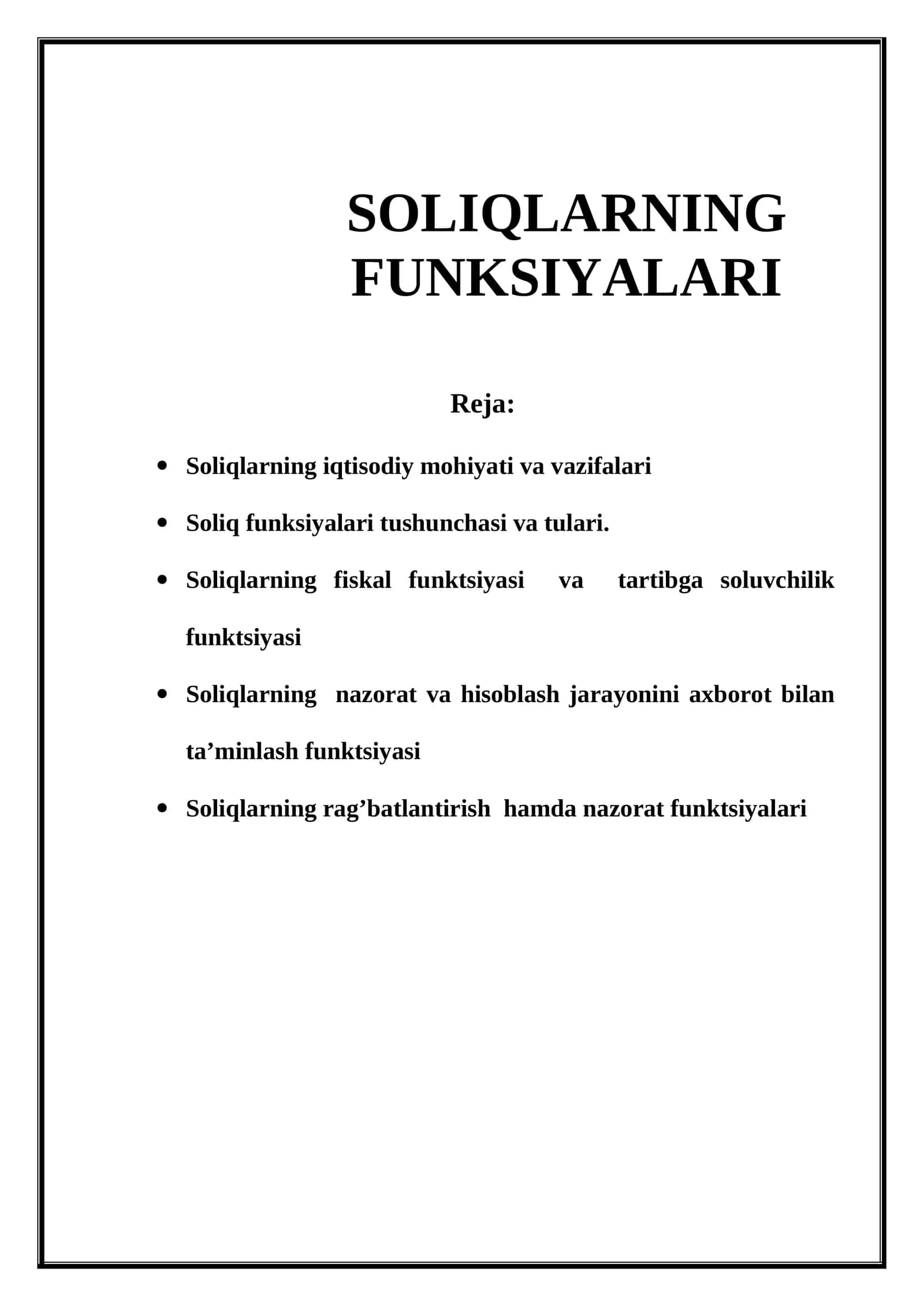 SOLIQLARNING FUNKSIYALARI