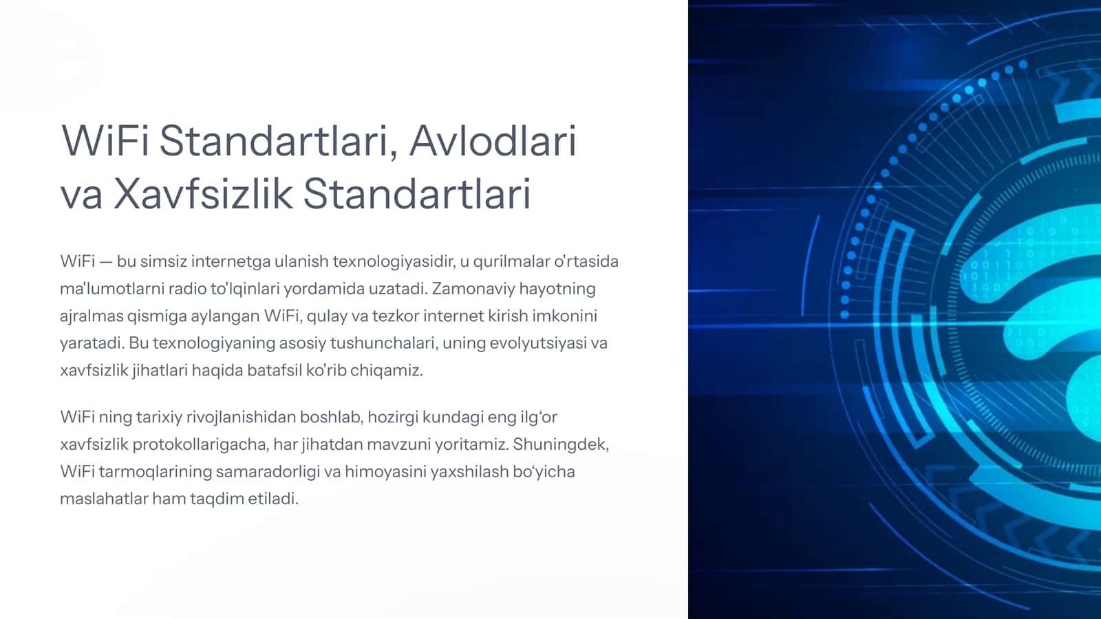WiFi Standartlari, Avlodlari va Xavfsizlik Standartlari