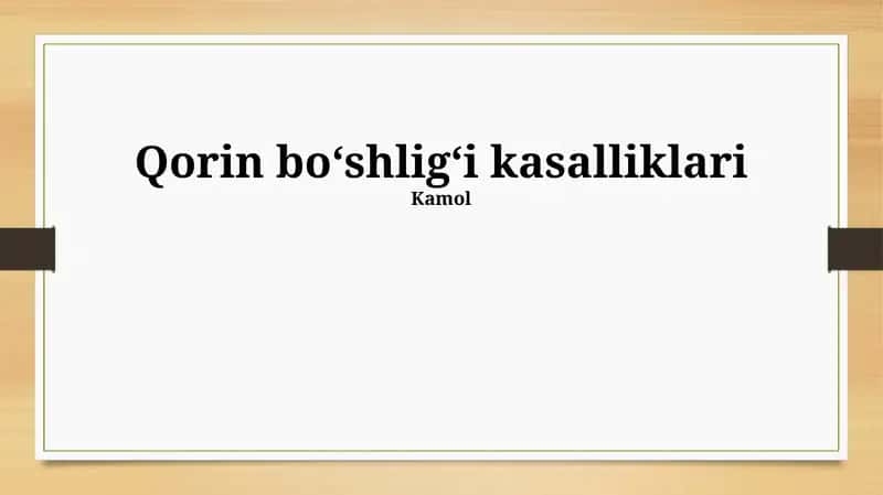 Qorin bo'shlig'i kasalliklari