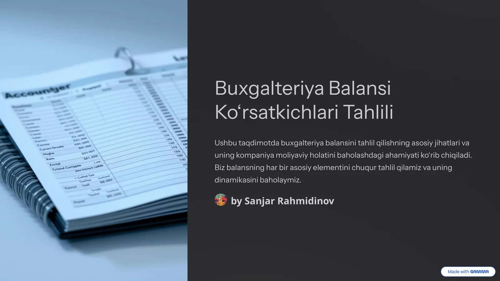 Buxgalteriya Balansi Ko‘rsatkichlari Tahlili