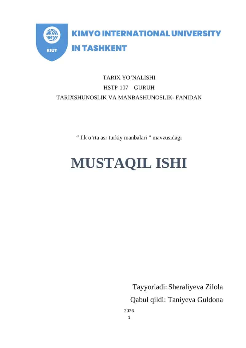 Ilk o‘rta asr turkiy manbalari.