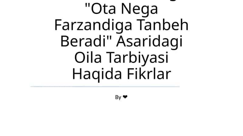 Ota Nega Farzandiga Tanbeh Beradi