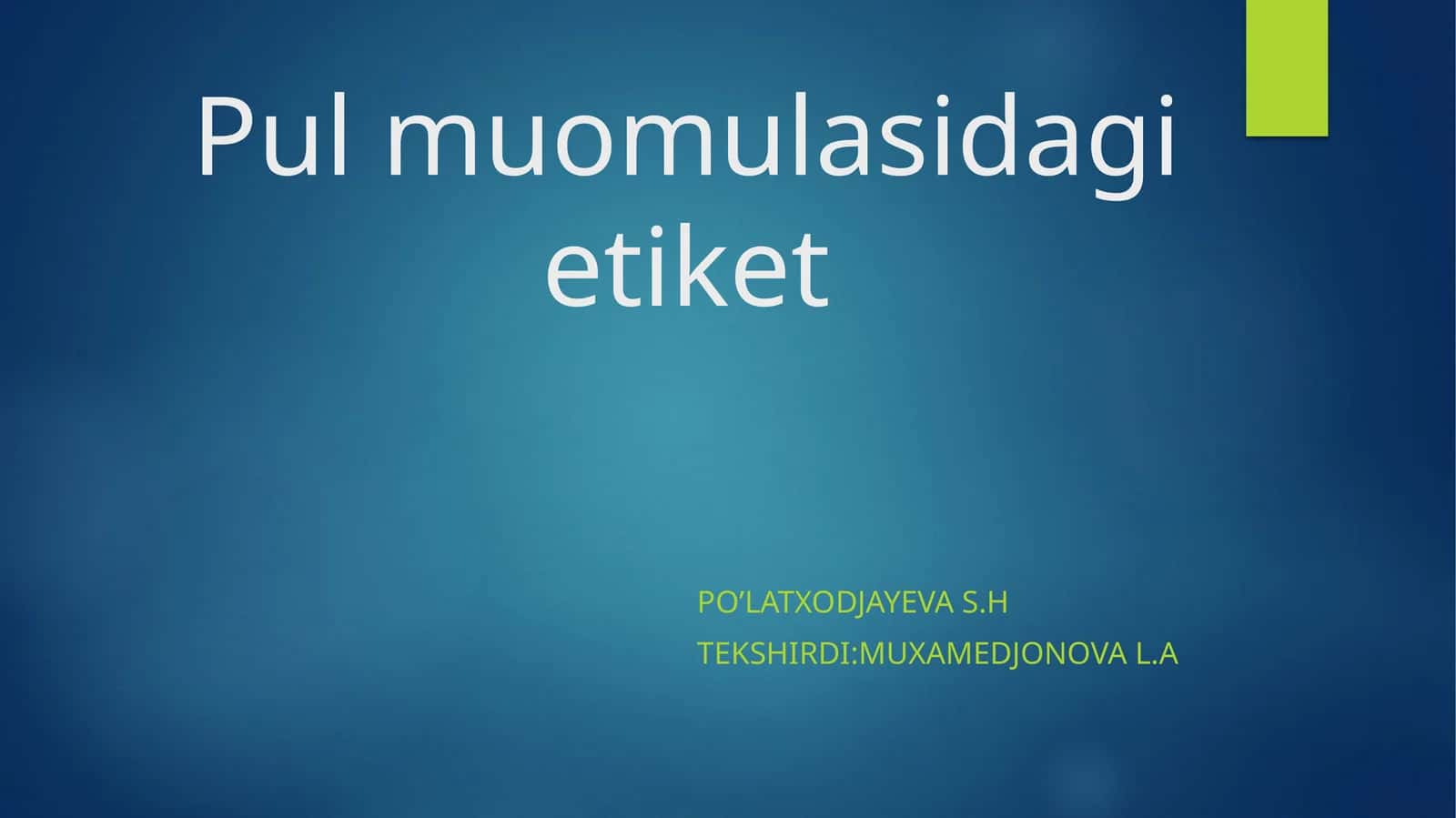 Pul muomulasidagi etiket