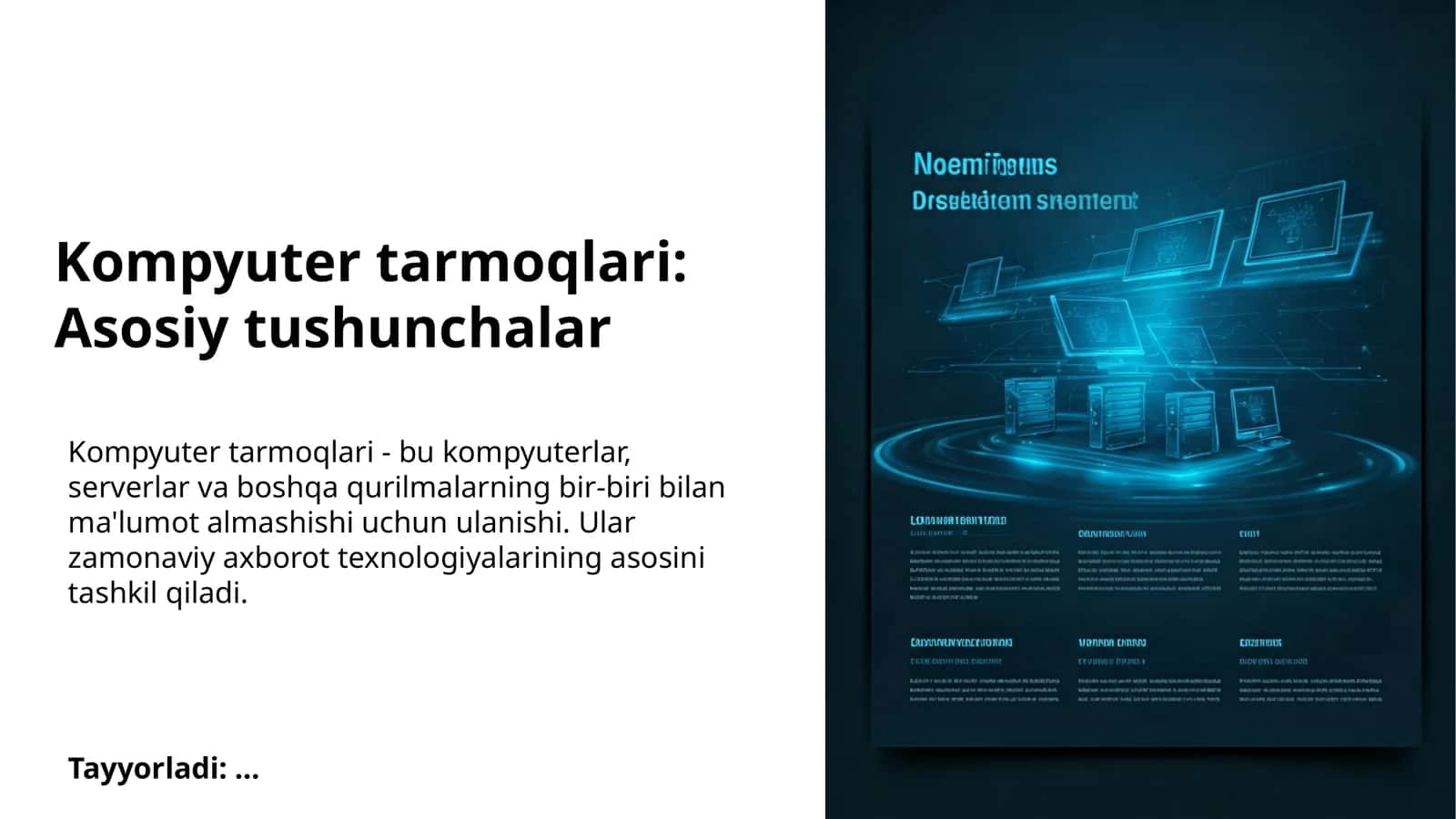 Kompyuter tarmoqlari: Asosiy tushunchalar