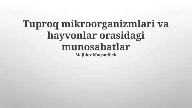 Tuproq mikroorganizmlari va hayvonlar orasidagi munosabatlar