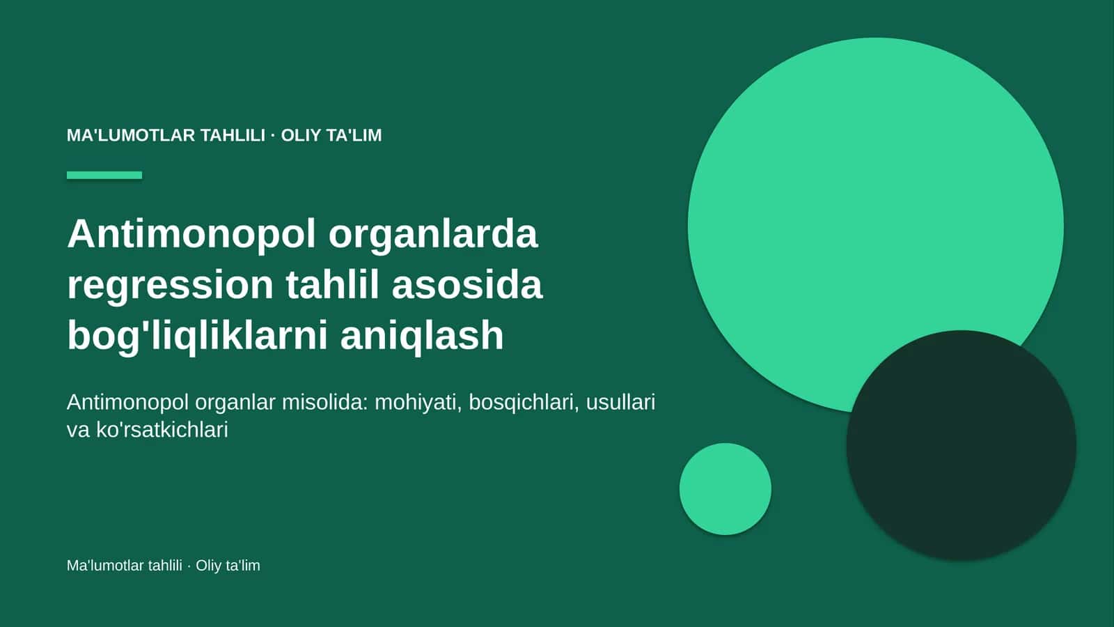 Antimonopol organlarda regression tahlil asosida bog'liqliklarni aniqlash