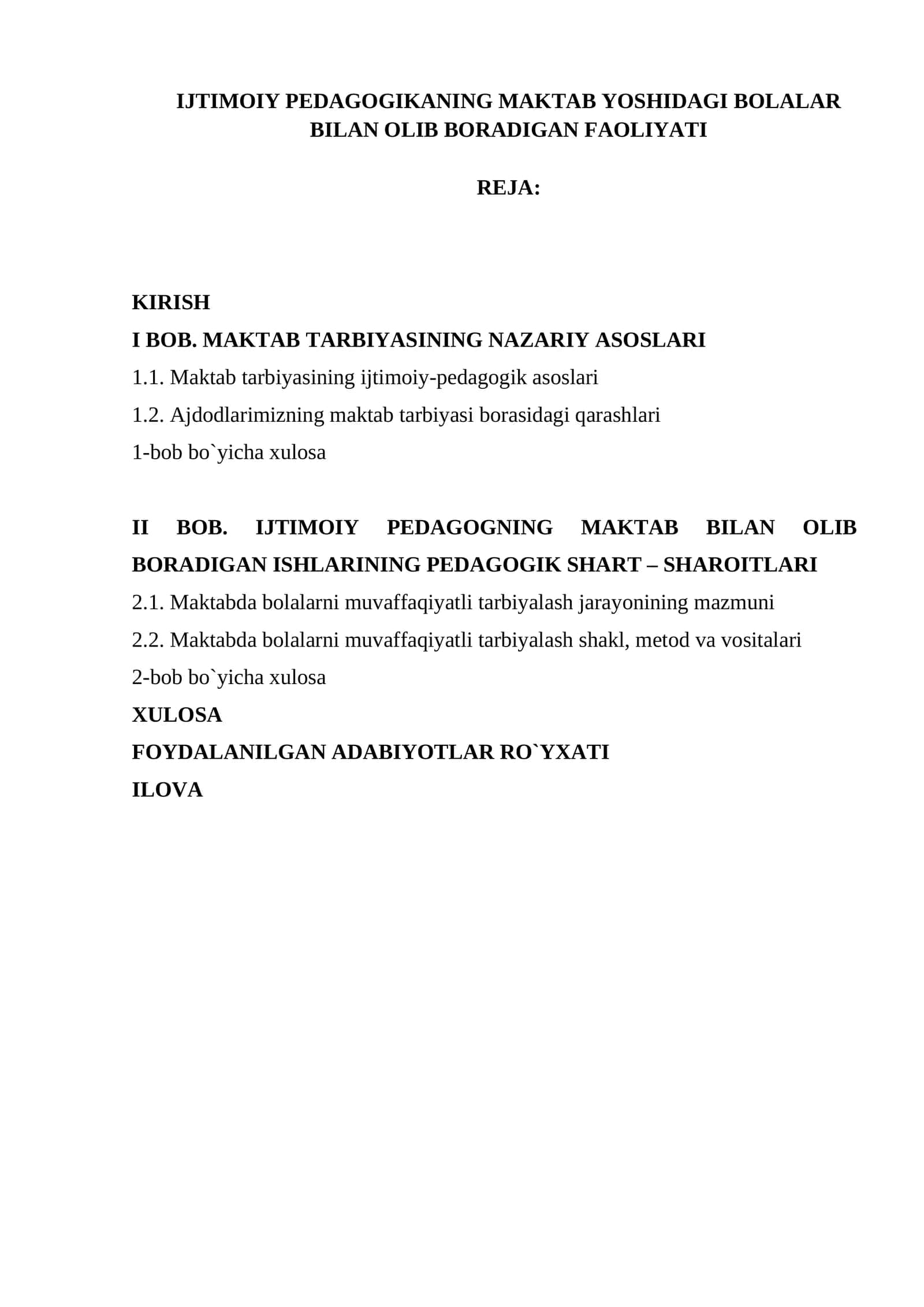 IJTIMOIY PEDAGOGIKANING MAKTAB YOSHIDAGI BOLALAR BILAN OLIB BORADIGAN FAOLIYATI