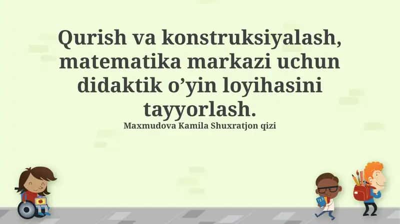 Matematika Markazi Uchun Didaktik O'yin Loyihasi