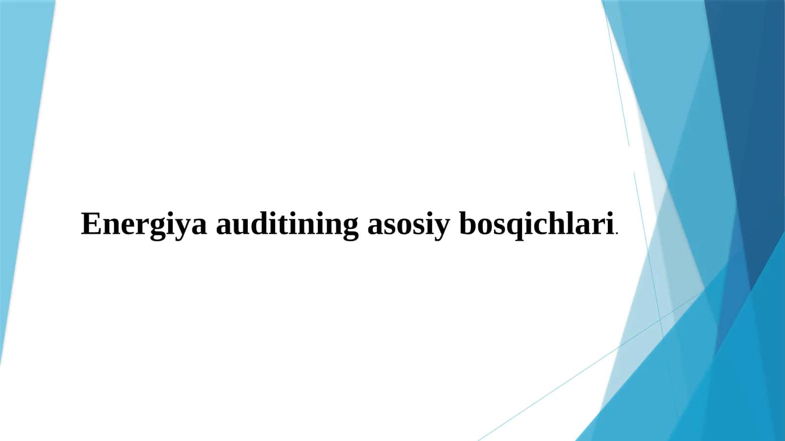 Energiya auditining asosiy bosqichlari